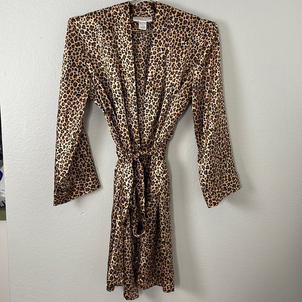 Morgan Taylor Intimates Satin Cheetah Print Robe